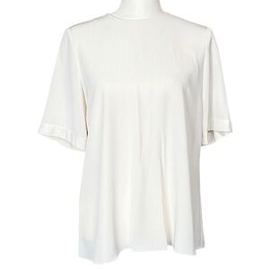 CO Essentials Ivory Short Sleeve Women’s Blouse Size XS NWT